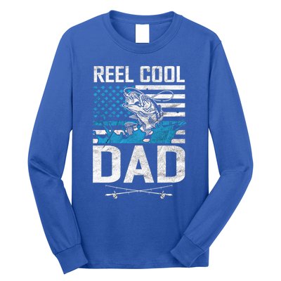 Reel Cool Dad American Flag Fishing Birthday Gift Long Sleeve Shirt