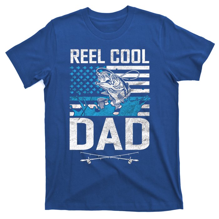 Reel Cool Dad American Flag Fishing Birthday Gift T-Shirt