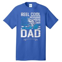 Reel Cool Dad American Flag Fishing Birthday Gift Tall T-Shirt