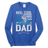 Reel Cool Dad American Flag Fishing Birthday Gift Tall Long Sleeve T-Shirt