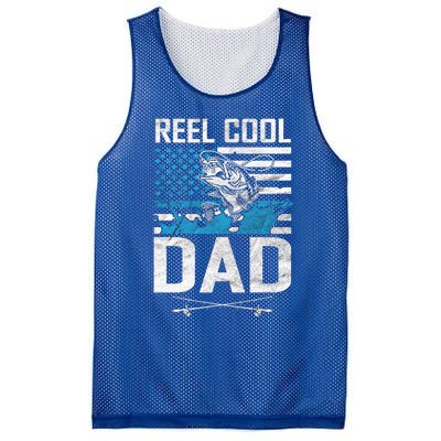 Reel Cool Dad American Flag Fishing Birthday Gift Mesh Reversible Basketball Jersey Tank