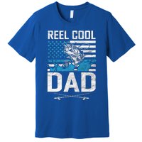 Reel Cool Dad American Flag Fishing Birthday Gift Premium T-Shirt