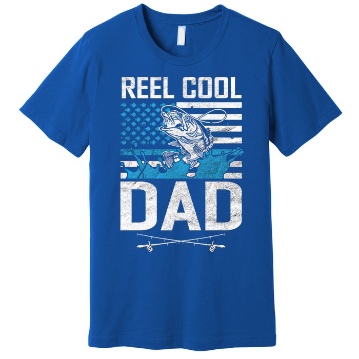 Reel Cool Dad American Flag Fishing Birthday Gift Premium T-Shirt