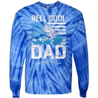 Reel Cool Dad American Flag Fishing Birthday Gift Tie-Dye Long Sleeve Shirt