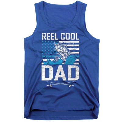 Reel Cool Dad American Flag Fishing Birthday Gift Tank Top