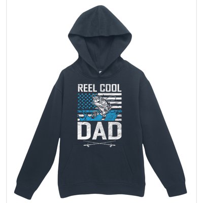 Reel Cool Dad American Flag Fishing Birthday Gift Urban Pullover Hoodie