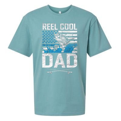 Reel Cool Dad American Flag Fishing Birthday Gift Sueded Cloud Jersey T-Shirt