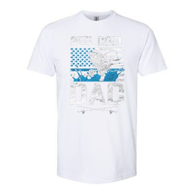 Reel Cool Dad American Flag Fishing Birthday Gift Softstyle CVC T-Shirt