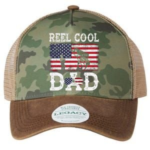 Reel Cool Dad Funny 4th Of July American Flag Fishing Dad Gift Legacy Tie Dye Trucker Hat