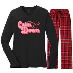 Retro Calm Down Women's Long Sleeve Flannel Pajama Set 