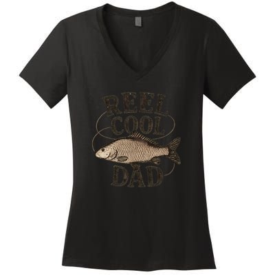 Reel Cool Dad - Perfect Gift for Father's Day Women's V-Neck T-Shirt