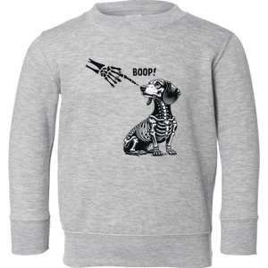 Retro Cute Dachshund Skeleton Hand Boop Dog Funny Halloween Toddler Sweatshirt