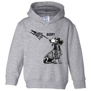 Retro Cute Dachshund Skeleton Hand Boop Dog Funny Halloween Toddler Hoodie