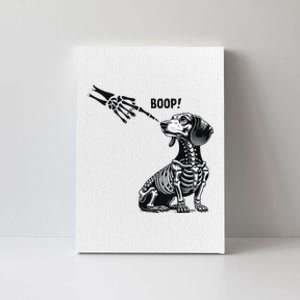 Retro Cute Dachshund Skeleton Hand Boop Dog Funny Halloween Canvas