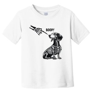 Retro Cute Dachshund Skeleton Hand Boop Dog Funny Halloween Toddler T-Shirt