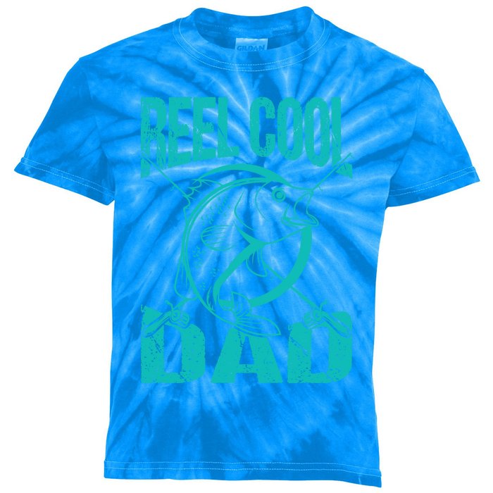 Reel Cool Dad Fathers Day Daddy Fishing Dad Gift Kids Tie-Dye T-Shirt