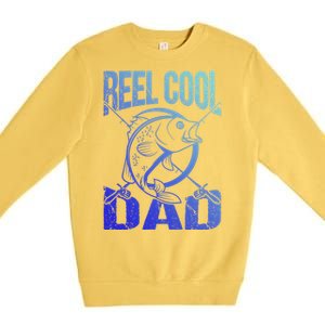 Reel Cool Dad Fathers Day Daddy Fishing Dad Gift Premium Crewneck Sweatshirt