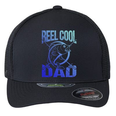 Reel Cool Dad Fathers Day Daddy Fishing Dad Gift Flexfit Unipanel Trucker Cap