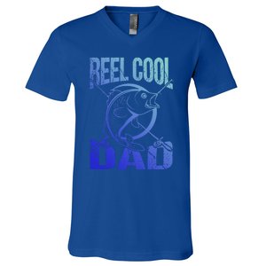 Reel Cool Dad Fathers Day Daddy Fishing Dad Gift V-Neck T-Shirt