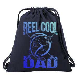 Reel Cool Dad Fathers Day Daddy Fishing Dad Gift Drawstring Bag