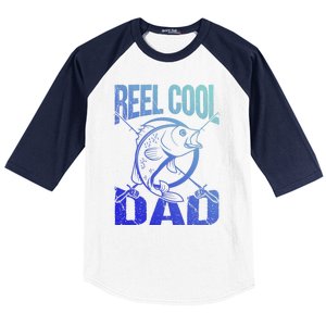 Reel Cool Dad Fathers Day Daddy Fishing Dad Gift Baseball Sleeve Shirt