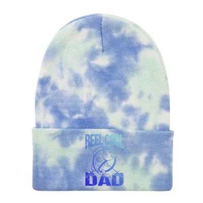 Reel Cool Dad Fathers Day Daddy Fishing Dad Gift Tie Dye 12in Knit Beanie