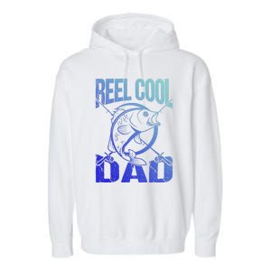 Reel Cool Dad Fathers Day Daddy Fishing Dad Gift Garment-Dyed Fleece Hoodie