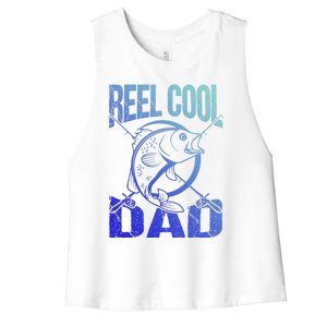 Reel Cool Dad Fathers Day Daddy Fishing Dad Gift Women's Racerback Cropped Tank