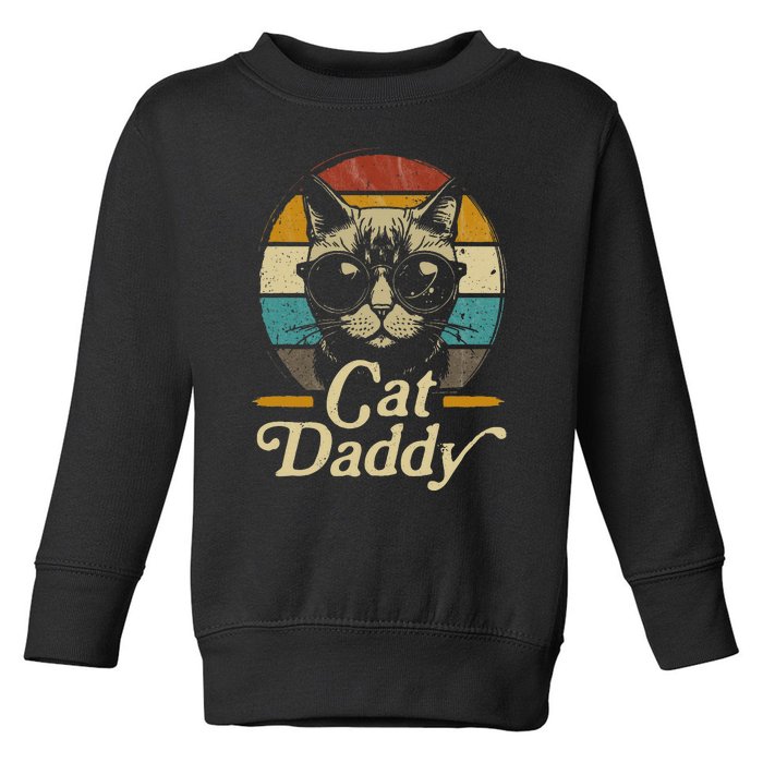 Retro Cat Daddy 80s 90S Style Cat Sunglasses vintage Toddler Sweatshirt