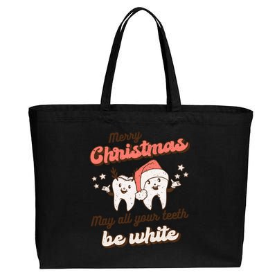 Retro Christmas Dentist Teeth Squad Funny Santa Claus Xmas Great Gift Cotton Canvas Jumbo Tote