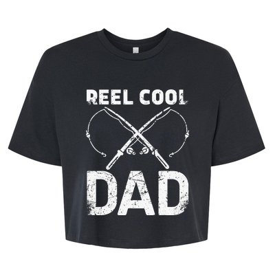 Reel Cool Dad Fisherman Daddy Father's Day Fishing Bella+Canvas Jersey Crop Tee