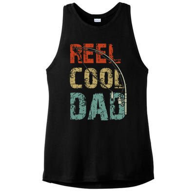 Reel Cool Dad Funny Fishing Fathers Day Fisherman Daddy Ladies PosiCharge Tri-Blend Wicking Tank