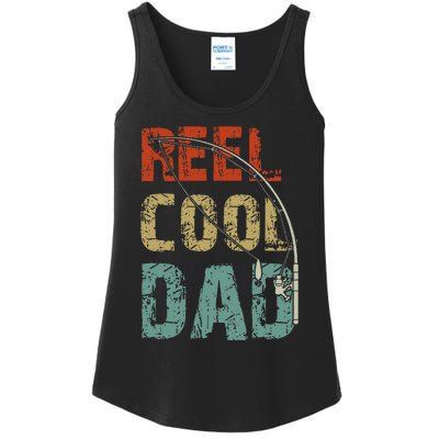 Reel Cool Dad Funny Fishing Fathers Day Fisherman Daddy Ladies Essential Tank