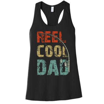 Reel Cool Dad Funny Fishing Fathers Day Fisherman Daddy Women's Racerback Tank