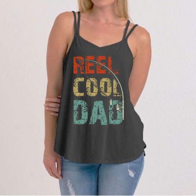 Reel Cool Dad Funny Fishing Fathers Day Fisherman Daddy Women's Strappy Tank