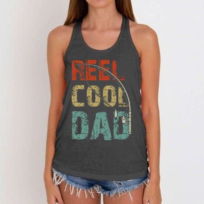 Reel Cool Dad Funny Fishing Fathers Day Fisherman Daddy Women's Knotted Racerback Tank