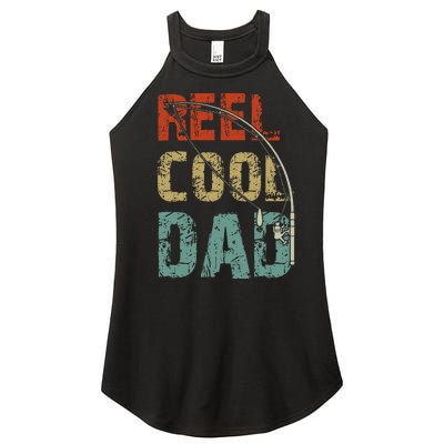 Reel Cool Dad Funny Fishing Fathers Day Fisherman Daddy Women's Perfect Tri Rocker Tank