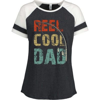 Reel Cool Dad Funny Fishing Fathers Day Fisherman Daddy Enza Ladies Jersey Colorblock Tee