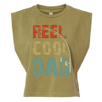 Reel Cool Dad Funny Fishing Fathers Day Fisherman Daddy Garment-Dyed Women's Muscle Tee