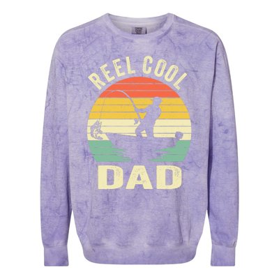 Reel Cool Dad Fishing Daddy Fathers Day Gift Colorblast Crewneck Sweatshirt