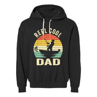 Reel Cool Dad Fishing Daddy Fathers Day Gift Garment-Dyed Fleece Hoodie