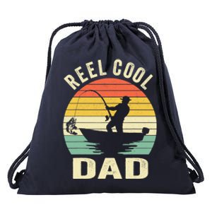 Reel Cool Dad Fishing Daddy Fathers Day Gift Drawstring Bag