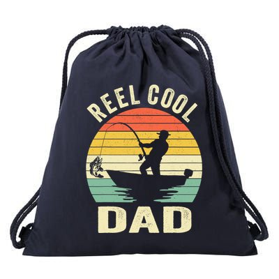 Reel Cool Dad Fishing Daddy Fathers Day Gift Drawstring Bag
