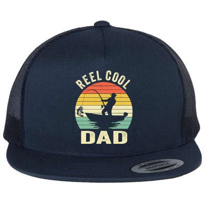 Reel Cool Dad Fishing Daddy Fathers Day Gift Flat Bill Trucker Hat