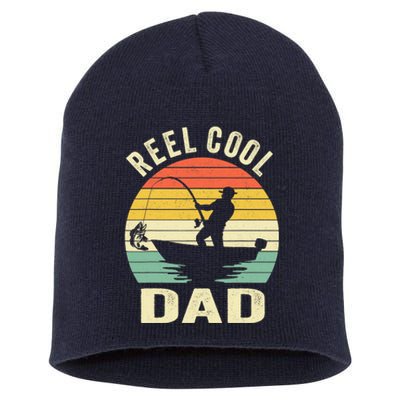 Reel Cool Dad Fishing Daddy Fathers Day Gift Short Acrylic Beanie