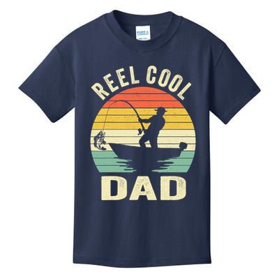 Reel Cool Dad Fishing Daddy Fathers Day Gift Kids T-Shirt