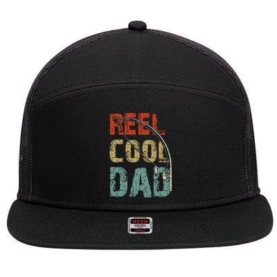 Reel Cool Dad Funny Fishing Father's Day Fisherman Daddy 7 Panel Mesh Trucker Snapback Hat