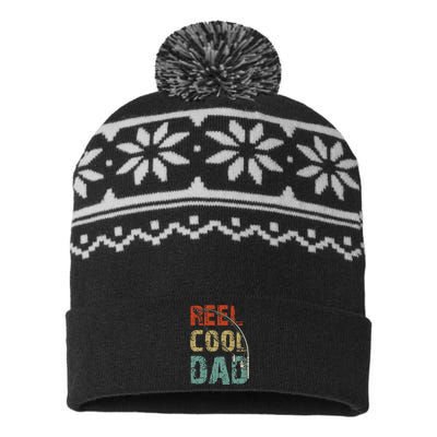 Reel Cool Dad Funny Fishing Father's Day Fisherman Daddy USA-Made Snowflake Beanie