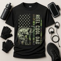 Reel Cool Dad Camouflage American Flag Father's Day Cooling Performance Crew T-Shirt