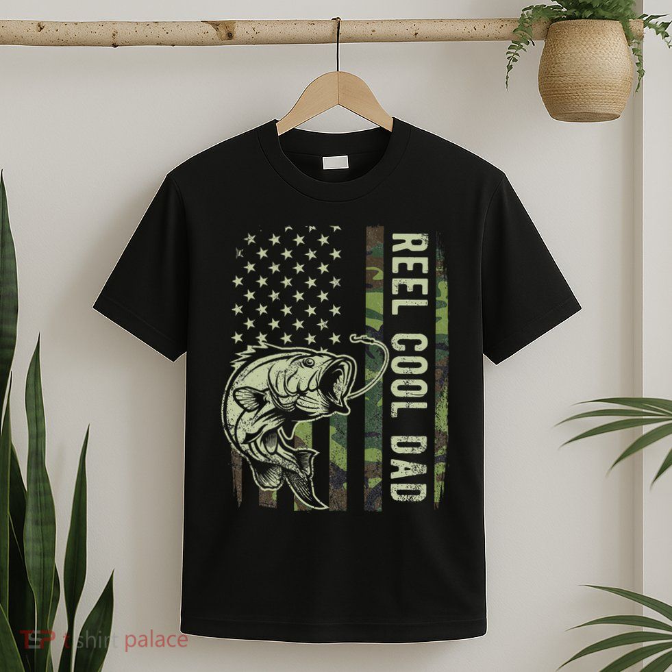 Reel Cool Dad Camouflage American Flag Father's Day T-Shirt